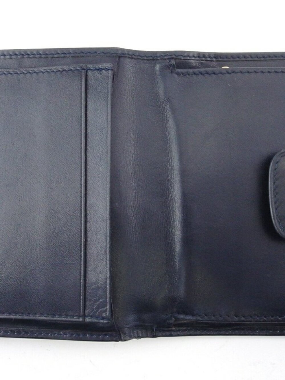 CELINE Bifold Wallet Navy Gold Silver Women Authentic secondhand - Picture 2 of 7